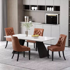 Christopher Knight Home Set of 4 Cheney Faux Leather Tufted Dining Chairs Cognac Brown/Matte Black