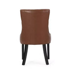 Christopher Knight Home Lot de 4 chaises de salle à manger capitonnées en similicuir Cheney marron cognac/noir mat