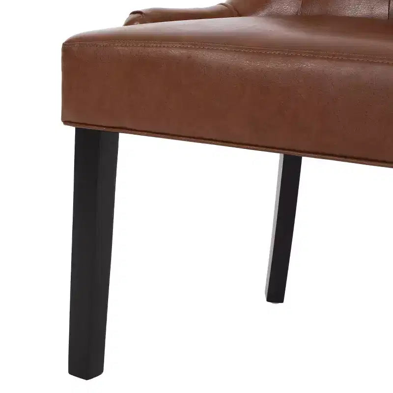Christopher Knight Home Lot de 4 chaises de salle à manger capitonnées en similicuir Cheney marron cognac/noir mat