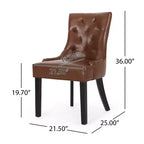 Christopher Knight Home Lot de 4 chaises de salle à manger capitonnées en similicuir Cheney marron cognac/noir mat