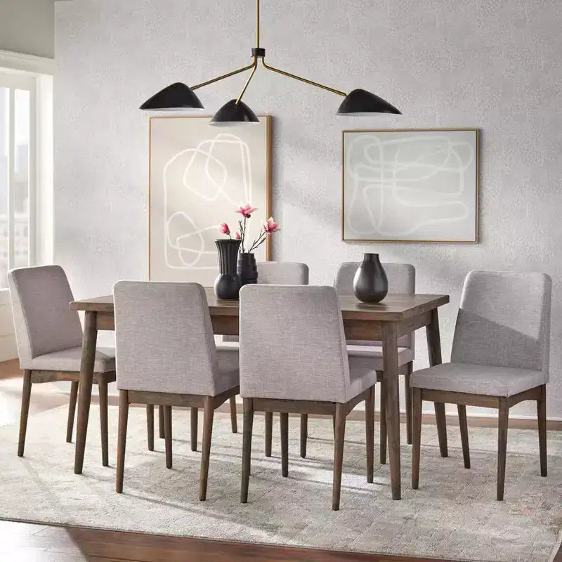 Buylateral Lot de 2 chaises de salle à manger capitonnées de style milieu de siècle en noyer : Style milieu de siècle, cadre en bois d'hévéa, capacité de 113 kg