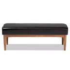 Banc de salle à manger Arvid en similicuir et bois, brun foncé/noyer – Baxton Studio