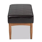 Banc de salle à manger Arvid en similicuir et bois, brun foncé/noyer – Baxton Studio
