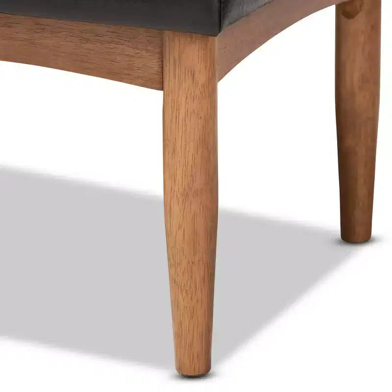 Banc de salle à manger Arvid en similicuir et bois, brun foncé/noyer – Baxton Studio