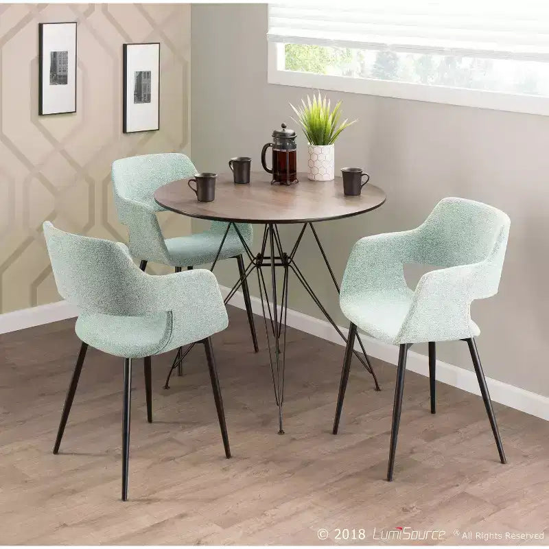 Set of 2 Margarite Mid Century Modern Dining/Accent Chair Pale Green - Lumisource: Ergonomic Design, Metal Legs, Polyester Upholstery