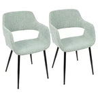 Lot de 2 chaises de salle à manger/d'appoint Margarite Mid-Century Modern Vert pâle - Lumisource : Design ergonomique, pieds en métal, revêtement en polyester