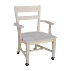 Chaise de salle à manger à roulettes - Non finie - International Concepts : Bois massif, Parawood, Cuisine, Table