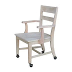 Chaise de salle à manger à roulettes - Non finie - International Concepts : Bois massif, Parawood, Cuisine, Table