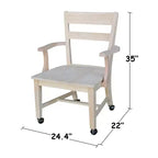 Chaise de salle à manger à roulettes - Non finie - International Concepts : Bois massif, Parawood, Cuisine, Table