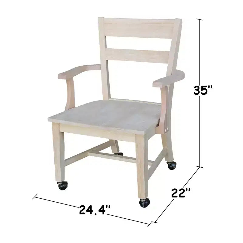 Chaise de salle à manger à roulettes - Non finie - International Concepts : Bois massif, Parawood, Cuisine, Table