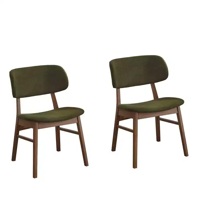 Lifestorey Lot de 2 chaises de salle à manger Rory Vert/Noyer style Mid-Century Modern