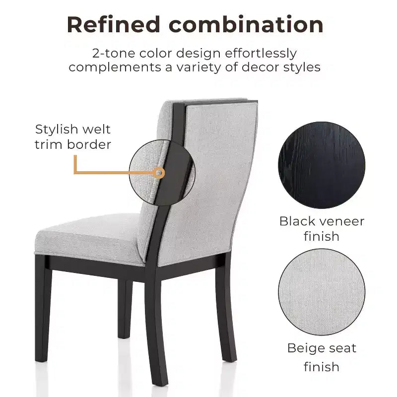Lot de 2 chaises d'appoint rembourrées Sky Noir/Blanc - HOMES: Inside + Out : Dossier profilé moderne, pieds fuselés