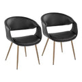 LumiSource Set of 2 Curvo Upholstered PU Chair Antique Copper Metal/Black