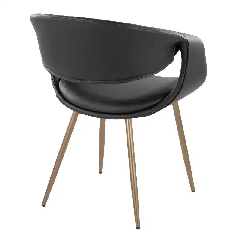 LumiSource Lot de 2 chaises Curvo rembourrées en PU, métal cuivre antique/noir