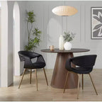 LumiSource Lot de 2 chaises Curvo rembourrées en PU, métal cuivre antique/noir