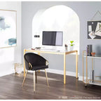 Lot de 2 chaises de salle à manger Claire Or/Velours noir - LumiSource : Dossier bas arrondi, Assise rembourrée, Structure en acier