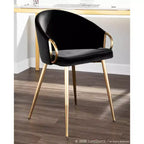 Lot de 2 chaises de salle à manger Claire Or/Velours noir - LumiSource : Dossier bas arrondi, Assise rembourrée, Structure en acier
