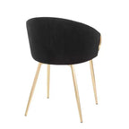 Lot de 2 chaises de salle à manger Claire Or/Velours noir - LumiSource : Dossier bas arrondi, Assise rembourrée, Structure en acier