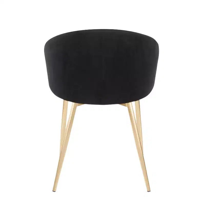Lot de 2 chaises de salle à manger Claire Or/Velours noir - LumiSource : Dossier bas arrondi, Assise rembourrée, Structure en acier