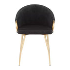 Lot de 2 chaises de salle à manger Claire Or/Velours noir - LumiSource : Dossier bas arrondi, Assise rembourrée, Structure en acier