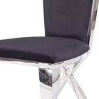 Chaises de salle à manger Cyrene de Acme Furniture, tissu noir/acier inoxydable