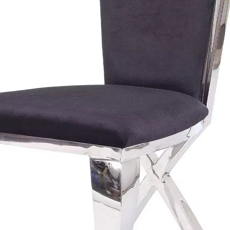 Chaises de salle à manger Cyrene de Acme Furniture, tissu noir/acier inoxydable
