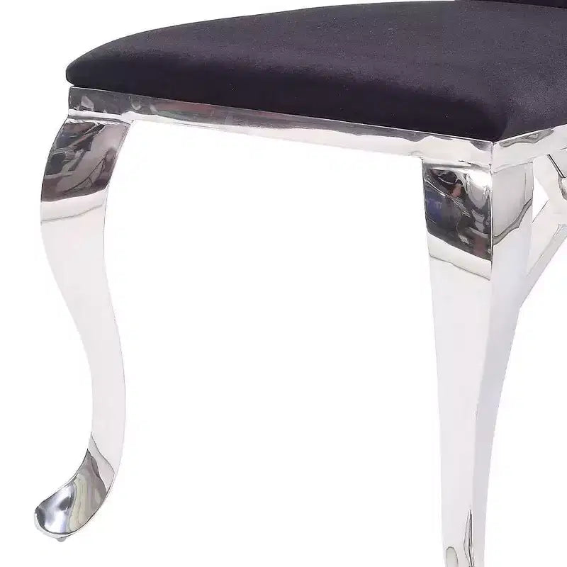 Chaises de salle à manger Cyrene de Acme Furniture, tissu noir/acier inoxydable