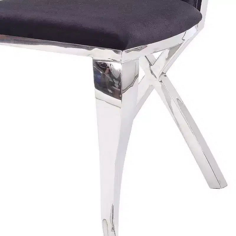 Chaises de salle à manger Cyrene de Acme Furniture, tissu noir/acier inoxydable