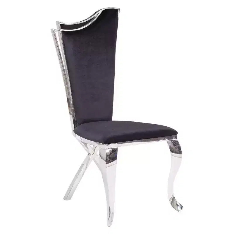 Chaises de salle à manger Cyrene de Acme Furniture, tissu noir/acier inoxydable