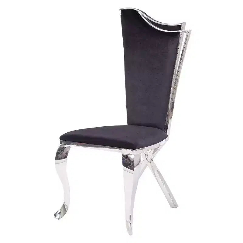 Chaises de salle à manger Cyrene de Acme Furniture, tissu noir/acier inoxydable
