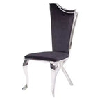 Chaises de salle à manger Cyrene de Acme Furniture, tissu noir/acier inoxydable