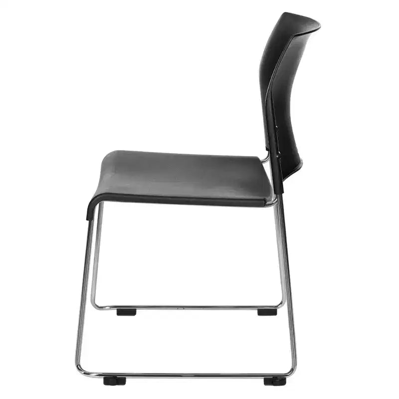Lot de 2 chaises empilables en plastique noir pour cafétéria - Hampden Furnishings : Ergonomiques, sans assemblage, capacité de 136 kg