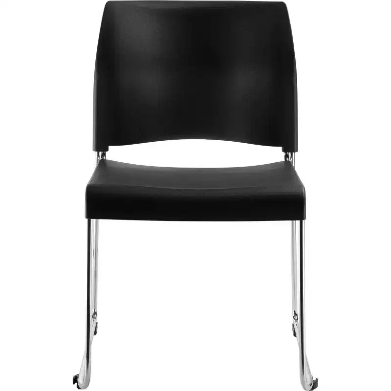 Lot de 2 chaises empilables en plastique noir pour cafétéria - Hampden Furnishings : Ergonomiques, sans assemblage, capacité de 136 kg