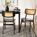 Baxton Studio 2pc Tafari Wood and Rattan Dining Chair Set Dark Brown/Light Brown: Armless, Rubberwood Frame, Spot Clean