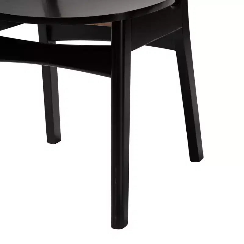 Baxton Studio Lot de 2 chaises de salle à manger Tafari en bois et rotin marron foncé/marron clair : Sans accoudoirs, cadre en bois d'hévéa, nettoyage ciblé
