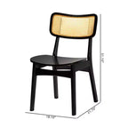 Baxton Studio Lot de 2 chaises de salle à manger Tafari en bois et rotin marron foncé/marron clair : Sans accoudoirs, cadre en bois d'hévéa, nettoyage ciblé