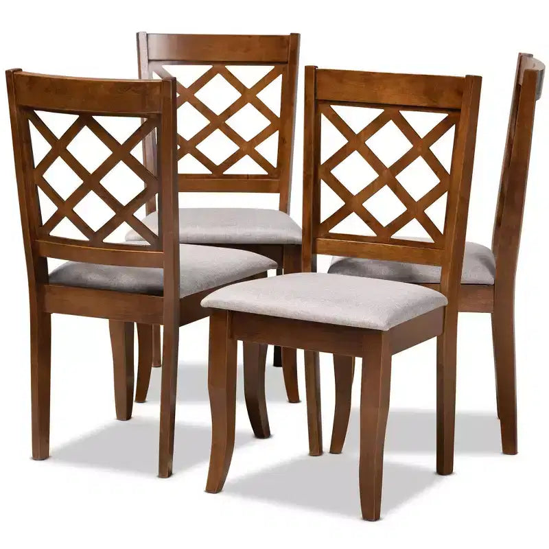 Lot de 4 chaises de salle à manger Brigitte gris/noyer - Baxton Studio