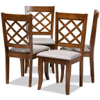 Lot de 4 chaises de salle à manger Brigitte gris/noyer - Baxton Studio