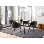 Lot de 2 chaises de salle à manger Claire Or/Similicuir Noir - LumiSource : Fauteuils de cuisine rembourrés, structure en acier, rembourrage en mousse