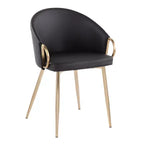 Lot de 2 chaises de salle à manger Claire Or/Similicuir Noir - LumiSource : Fauteuils de cuisine rembourrés, structure en acier, rembourrage en mousse