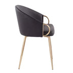 Lot de 2 chaises de salle à manger Claire Or/Similicuir Noir - LumiSource : Fauteuils de cuisine rembourrés, structure en acier, rembourrage en mousse