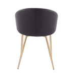 Lot de 2 chaises de salle à manger Claire Or/Similicuir Noir - LumiSource : Fauteuils de cuisine rembourrés, structure en acier, rembourrage en mousse