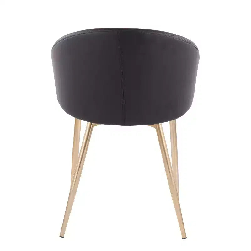 Lot de 2 chaises de salle à manger Claire Or/Similicuir Noir - LumiSource : Fauteuils de cuisine rembourrés, structure en acier, rembourrage en mousse
