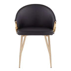 Lot de 2 chaises de salle à manger Claire Or/Similicuir Noir - LumiSource : Fauteuils de cuisine rembourrés, structure en acier, rembourrage en mousse