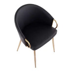 Lot de 2 chaises de salle à manger Claire Or/Similicuir Noir - LumiSource : Fauteuils de cuisine rembourrés, structure en acier, rembourrage en mousse