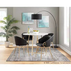 Lot de 2 chaises de salle à manger Claire Or/Similicuir Noir - LumiSource : Fauteuils de cuisine rembourrés, structure en acier, rembourrage en mousse