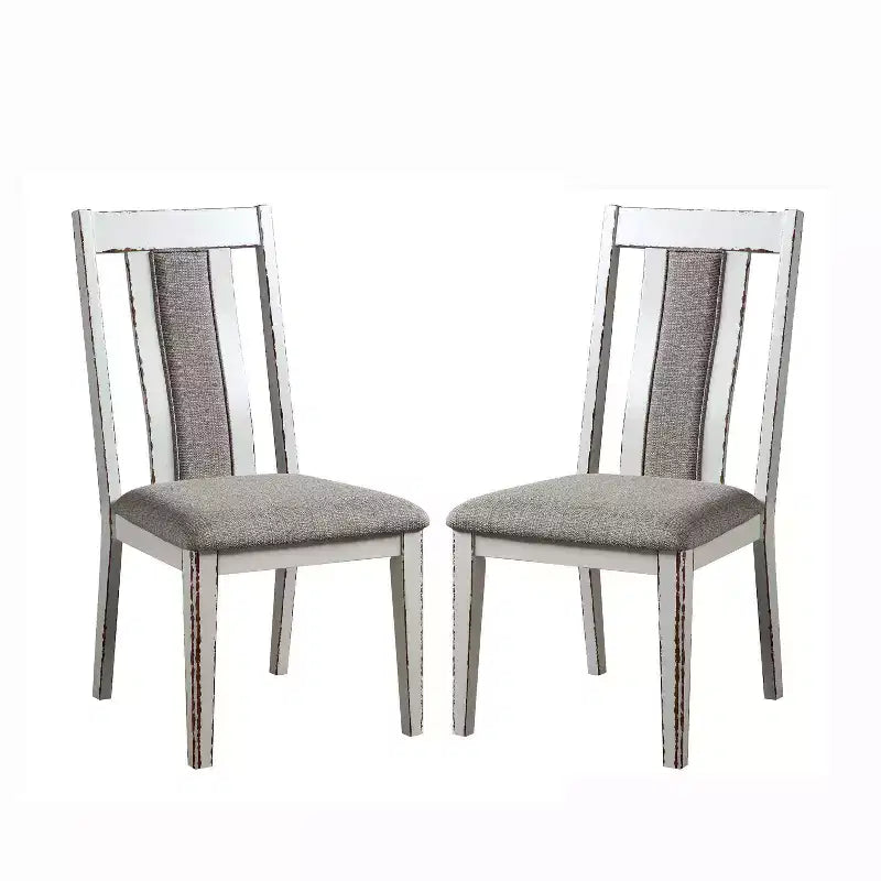 24/7 Shop At Home Lot de 2 chaises d'appoint patinées Redmond Blanc patiné/Gris chaud