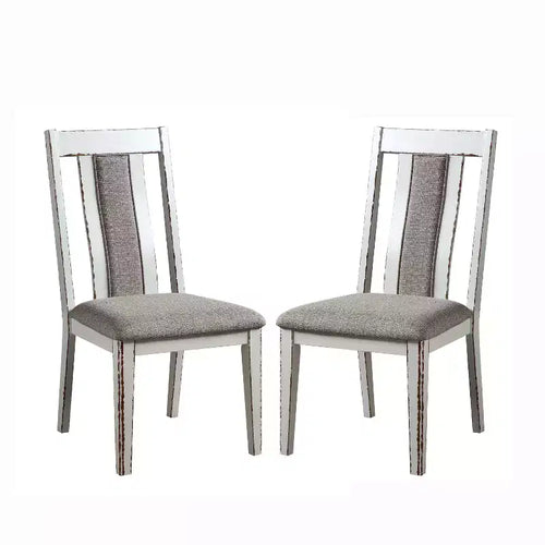 24/7 Shop At Home Lot de 2 chaises d'appoint patinées Redmond Blanc patiné/Gris chaud