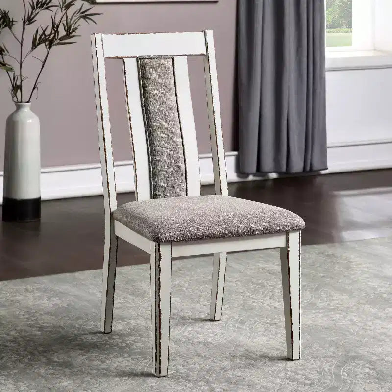 24/7 Shop At Home Lot de 2 chaises d'appoint patinées Redmond Blanc patiné/Gris chaud