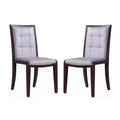 Manhattan Comfort Set of 2 Executor Faux Leather Dining Chairs Silver: Beechwood Legs, No Assembly, Spot Clean